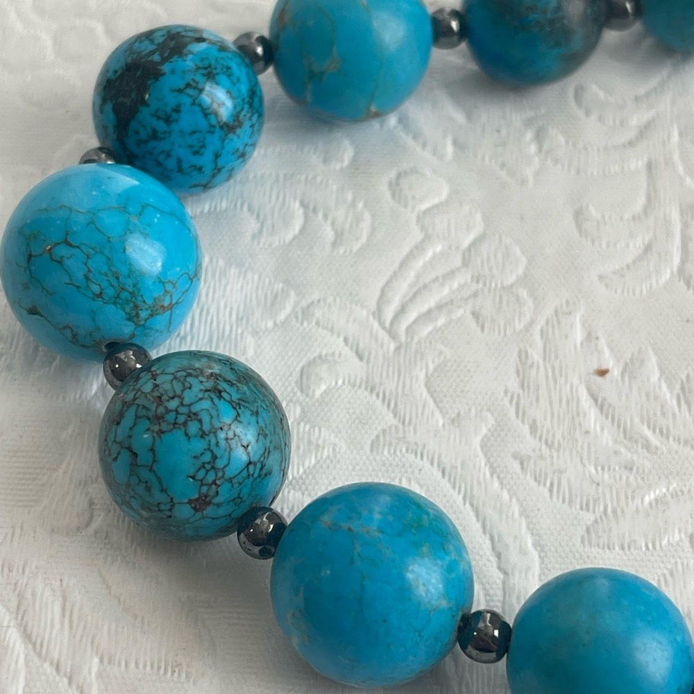 Vintage Persian Turquoise Graduated Bead Strand 22” Necklace Pendant Marked 96g - Picture 13 of 16
